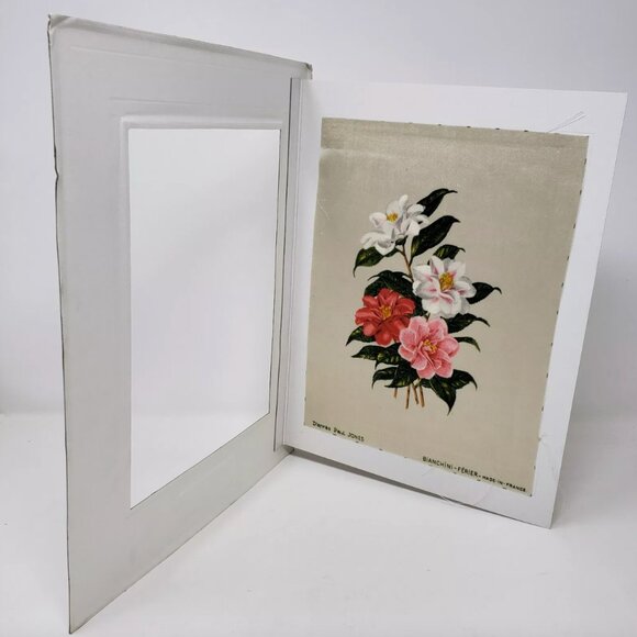 Original Vintage Silk Print 1965 CAMELLIA JAPONICA by BIANCHINI-FERIER Matted - Picture 4 of 7